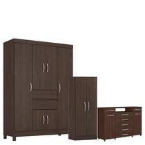 Guarda Roupa Casal Ecom 2 com Multiuso Viena com Cômoda London Café - Demóbile Guarda Roupa Casal Ecom 2 com Multiuso Viena com Cômoda London Café - Demóbile