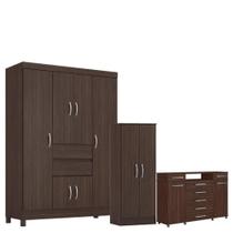 Guarda Roupa Casal Ecom 2 Com Multiuso Viena Com Cômoda London Café - Demóbile