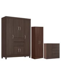 Guarda Roupa Casal Ecom 2 com Multiuso Viena com Cômoda Montevidéu Café - Demóbile