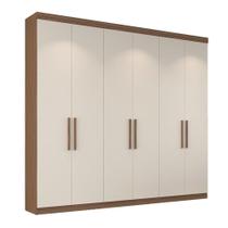 Guarda-Roupa Casal Édez Luna, 6 Portas 2,33m, Off White e Touch Nogueira