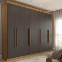 Guarda-Roupa Casal Ele e Ela 8 Portas 4 Gavetas 8 Prateleiras Chumbo/Cinamomo - Panorama Móveis Guarda-Roupa Casal Ele e Ela 8 Portas 4 Gavetas 8 Prateleiras Chumbo/Cinamomo - Panorama Móveis