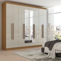 Guarda-Roupa Casal Ele e Ela 8 Portas 8 Prateleiras com Espelho Cinamomo/Off White - Panorama Móveis Guarda-Roupa Casal Ele e Ela 8 Portas 8 Prateleiras com Espelho Cinamomo/Off White - Panorama Móveis