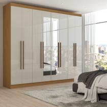 Guarda-Roupa Casal Ele e Ela 8 Portas 8 Prateleiras com Espelho Cinamomo/Off White - Panorama Móveis Guarda-Roupa Casal Ele e Ela 8 Portas 8 Prateleiras com Espelho Cinamomo/Off White - Panorama Móveis