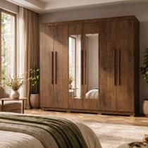 Guarda Roupa Casal Elegance 6 Portas de Bater 2 Gavetas MDF-MDP com Espelho Imbuia Mobília Decor Guarda Roupa Casal Elegance 6 Portas de Bater 2 Gavetas MDF-MDP com Espelho Imbuia Mobília Decor