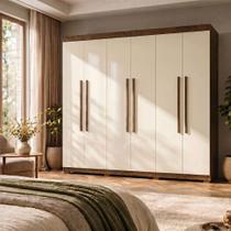 Guarda Roupa Casal Elegance 6 Portas de Bater 2 Gavetas MDF MDP Imbuia Champanhe Mobília Decor Guarda Roupa Casal Elegance 6 Portas de Bater 2 Gavetas MDF MDP Imbuia Champanhe Mobília Decor