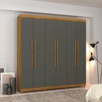 Guarda Roupa Casal Elegance 6 Portas Giratórias 2 Gavetas MDP Nature Alasca Vila Rica