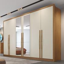 Guarda-Roupa Casal em MDF 6 Portas 6 Gavetas com Espelho Reno Marrom/Cumaru/Fendi Guarda-Roupa Casal em MDF 6 Portas 6 Gavetas com Espelho Reno Marrom/Cumaru/Fendi