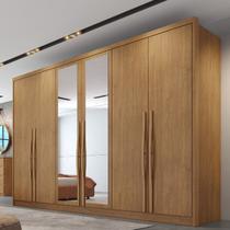 Guarda-Roupa Casal em MDF 6 Portas 6 Gavetas com Espelho Reno Marrom/Cumaru Guarda-Roupa Casal em MDF 6 Portas 6 Gavetas com Espelho Reno Marrom/Cumaru