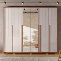 Guarda Roupa Casal Ema 6 Portas de bater com Espelhos 6 Gavetas em MDF Freijo/OffWhite G11 - Gran Belo Guarda Roupa Casal Ema 6 Portas de bater com Espelhos 6 Gavetas em MDF Freijo/OffWhite G11 - Gran Belo