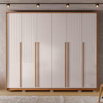 Guarda Roupa Casal Ema com 6 Portas de Bater e 6 Gavetas em MDF OffWhite/Freijo G11 - Gran Belo Guarda Roupa Casal Ema com 6 Portas de Bater e 6 Gavetas em MDF OffWhite/Freijo G11 - Gran Belo