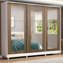 Guarda-roupa Casal Eros 3 Portas de Correr de Espelho c/Pés Guarda-roupa Casal Eros 3 Portas de Correr de Espelho c/Pés