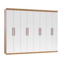 Guarda Roupa Casal Esmeralda 8 Portas 4 Gavetas 208cm MDF MDP com Cabideiro e Prateleiras Internas Design Funcional