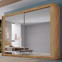 Guarda Roupa Casal Espelhado 2 Portas 4 Gavetas - Creta-Amêndoa - Móveis Europa