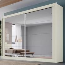 Guarda Roupa Casal Espelhado 2 Portas 4 Gavetas - Creta-Off White - Móveis Europa