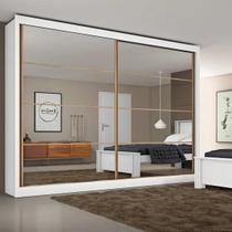 Guarda Roupa Casal Espelhado 2 Portas 6 Gavetas Sevilha Branco Acetinado Made Marcs