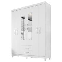 Guarda Roupa Casal Espelho 6 Portas 2 Gavetas Moden 150 Cm Branco Flex Incp