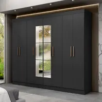 Guarda Roupa Casal Espelho 8 Portas 4 Gavetas MDF Genebra Maxel