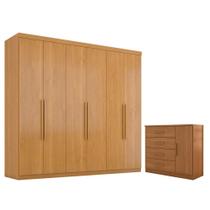 Guarda Roupa Casal Evidence Plus 6 portas com Cômoda Sapateira Genova Plus 4 gavetas Cinamomo Fosco-Zanzini