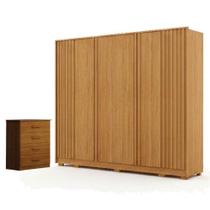 Guarda Roupa Casal Evo 6 Portas Cinamomo Com Cômoda Rubi 4 Gavetas Cinamomo - Leifer Guarda Roupa Casal Evo 6 Portas Cinamomo Com Cômoda Rubi 4 Gavetas Cinamomo - Leifer