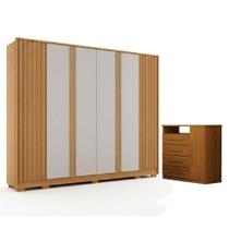 Guarda Roupa Casal Evo 6 Portas Cinamomo E Off-white Com Cômoda Diamante 4 Gavetas 1 Porta Cinamomo - Leifer Guarda Roupa Casal Evo 6 Portas Cinamomo E Off-white Com Cômoda Diamante 4 Gavetas 1 Porta Cinamomo - Leifer
