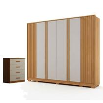 Guarda Roupa Casal Evo 6 Portas Cinamomo e Off White com Cômoda Rubi 4 Gavetas Cinamomo Off White Leifer Guarda Roupa Casal Evo 6 Portas Cinamomo e Off White com Cômoda Rubi 4 Gavetas Cinamomo Off White Leifer