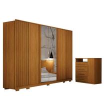 Guarda Roupa Casal Evo 6 Portas Com Espelho Cinamomo com Cômoda Diamante 4 Gavetas 1 Porta Cinamomo Leifer Guarda Roupa Casal Evo 6 Portas Com Espelho Cinamomo com Cômoda Diamante 4 Gavetas 1 Porta Cinamomo Leifer
