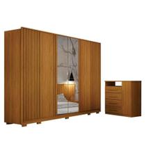 Guarda Roupa Casal Evo 6 Portas Com Espelho Cinamomo Com Cômoda Diamante 4 Gavetas 1 Porta Cinamomo - Leifer Guarda Roupa Casal Evo 6 Portas Com Espelho Cinamomo Com Cômoda Diamante 4 Gavetas 1 Porta Cinamomo - Leifer
