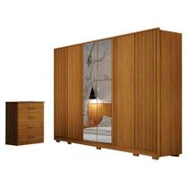 Guarda Roupa Casal Evo 6 Portas Com Espelho Cinamomo com Cômoda Rubi 4 Gavetas Cinamomo Leifer Guarda Roupa Casal Evo 6 Portas Com Espelho Cinamomo com Cômoda Rubi 4 Gavetas Cinamomo Leifer