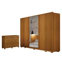 Guarda Roupa Casal Evo 6 Portas Com Espelho Cinamomo com Cômoda San Marino 8 Gavetas Cinamomo Leifer Guarda Roupa Casal Evo 6 Portas Com Espelho Cinamomo com Cômoda San Marino 8 Gavetas Cinamomo Leifer