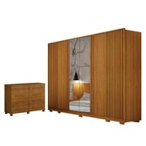 Guarda Roupa Casal Evo 6 Portas Com Espelho Cinamomo Com Cômoda San Marino 8 Gavetas Cinamomo - Leifer Guarda Roupa Casal Evo 6 Portas Com Espelho Cinamomo Com Cômoda San Marino 8 Gavetas Cinamomo - Leifer