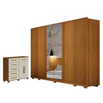 Guarda Roupa Casal Evo 6 Portas Com Espelho Cinamomo com Cômoda São Paulo 6 Gavetas 2 Portas Cinamomo Off-White Leifer Guarda Roupa Casal Evo 6 Portas Com Espelho Cinamomo com Cômoda São Paulo 6 Gavetas 2 Portas Cinamomo Off-White Leifer