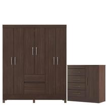 Guarda Roupa Casal Flash 2 com Cômoda Montevidéu Café Touch - Demóbile