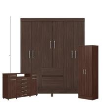 Guarda Roupa Casal Flash 2 com Multiuso Golden com Cômoda London Café - Demóbile Guarda Roupa Casal Flash 2 com Multiuso Golden com Cômoda London Café - Demóbile
