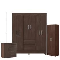 Guarda Roupa Casal Flash 2 com Multiuso Golden com Cômoda Montevidéu Café - Demóbile Guarda Roupa Casal Flash 2 com Multiuso Golden com Cômoda Montevidéu Café - Demóbile