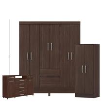 Guarda Roupa Casal Flash 2 com Multiuso Viena com Cômoda London Café - Demóbile Guarda Roupa Casal Flash 2 com Multiuso Viena com Cômoda London Café - Demóbile