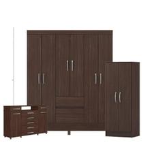 Guarda Roupa Casal Flash 2 Com Multiuso Viena Com Cômoda London Café - Demóbile
