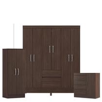Guarda Roupa Casal Flash 2 com Multiuso Viena com Cômoda Montevidéu Café - Demóbile