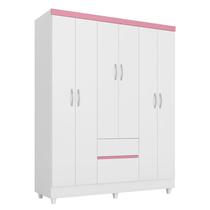 Guarda Roupa Casal Flash II 6 Portas e 2 Gavetas Flex Branco/Rosa - Demóbile