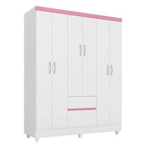 Guarda Roupa Casal Flash II 6 Portas e 2 Gavetas Flex Branco/Rosa - Demóbile