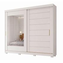 Guarda Roupa Casal Florida 2 Portas de Correr 8 Gavetas MDF Branco Panan Móveis Guarda Roupa Casal Florida 2 Portas de Correr 8 Gavetas MDF Branco Panan Móveis