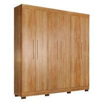 Guarda Roupa Casal Flórida 6 Portas Dobráveis 4 Gavetas MDF Amadeirado Acetinado