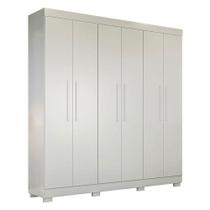 Guarda Roupa Casal Flórida 6 Portas Dobráveis 4 Gavetas MDF Branco Acetinado