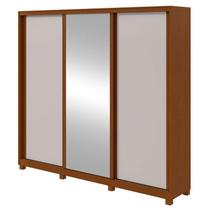 Guarda Roupa Casal Forma 230 3 Portas Frassino Off White com Espelho Glass e Pés Lopas