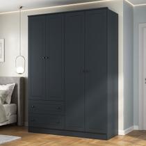 Guarda-Roupa Casal Fort 4 Portas 2 Gavetas 100% Mdf Grafite - Manbel