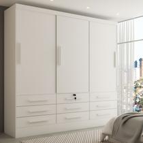 Guarda-Roupa Casal Fortaleza 3 Portas 9 Gavetas Neve - Panorama Móveis