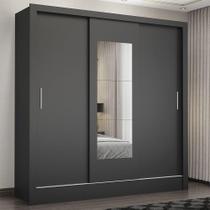 Guarda Roupa Casal Fortaleza 3 Portas Com Espelho Carioca Preto