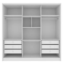 Guarda Roupa Casal Fortuna 6 Portas de Bater 6 Gavetas Neve 100% MDF