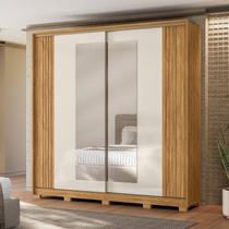 Guarda-Roupa Casal Frisado 2 Portas de Correr 4 Gavetas com Espelho e Pés Dunas Guarda-Roupa Casal Frisado 2 Portas de Correr 4 Gavetas com Espelho e Pés Dunas