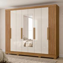 Guarda-roupa Casal Frisado 8 Portas 4 Gavetas com Espelhos e Pés Diplomata Guarda-roupa Casal Frisado 8 Portas 4 Gavetas com Espelhos e Pés Diplomata