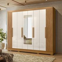 Guarda-roupa Casal Frisado 8 Portas 4 Gavetas com Espelhos e Pés Diplomata Guarda-roupa Casal Frisado 8 Portas 4 Gavetas com Espelhos e Pés Diplomata